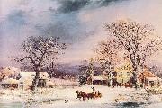 George Henry Durrie he Half-Way House oil painting